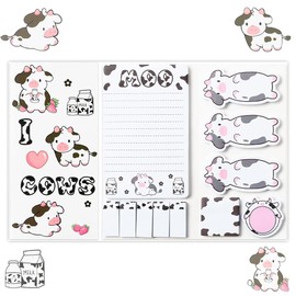 550 Sheets Cute Sticky Notes Set, 11 Designs Note Pads, Adorable Cartoon Writing Memo Pads with Fancy Divider Tabs for Kids Students School Office Supplies (Cow)