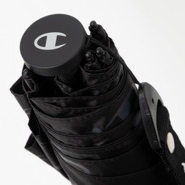 Champion CHU24MN55 Mini Folding Umbrella, Black, Logo Pattern, 21.7 inches (55 cm) x 6R, Unisex, For Both Sunny and Rainy Weather, Lightweight