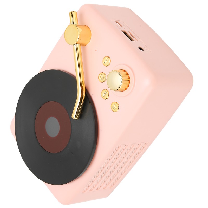 Bluetooth Speaker Stereo USB Charging Retro Turntable Design Portable Mini