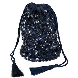 Maya Deluxe Women's Handbag Ladies Sequin Bag Bridesmaids Sparkling Drawstring Coin Purse Pouch for Evening Prom Party Clutch, navy