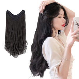 AISI HAIR Wig, Extension, Curl, Black, U-type, Half Wig, One Touch, Long, Curly Hair, Clip, For Women, Loose and Fluffy, Natural