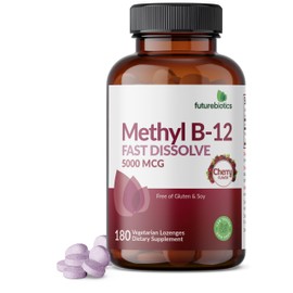 Futurebiotics Methyl B12 5000 MCG Vitamin B12 Methylcobalamin, Cherry Flavor Non-GMO, 180 Vegetarian Lozenges