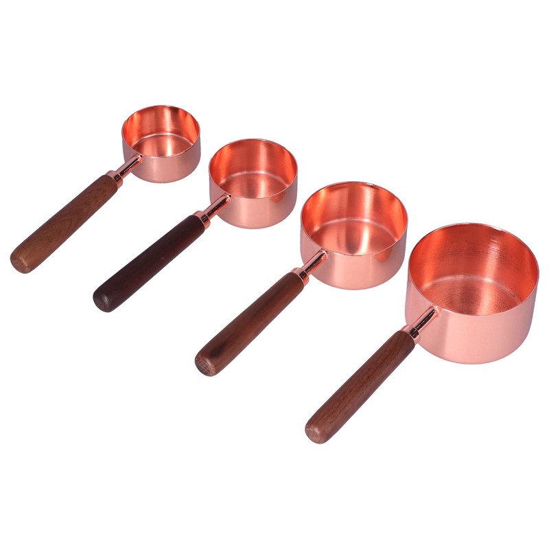 4Pcs Measuring Cups and Spoons Set with Copper Plated Handle