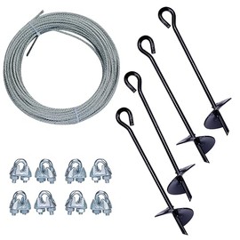 Tie Down 59075 Galvanized Cable (Includes 4 Anchors, 8 Clamps, 100 Feet Galvanized Cable), Pack , Black