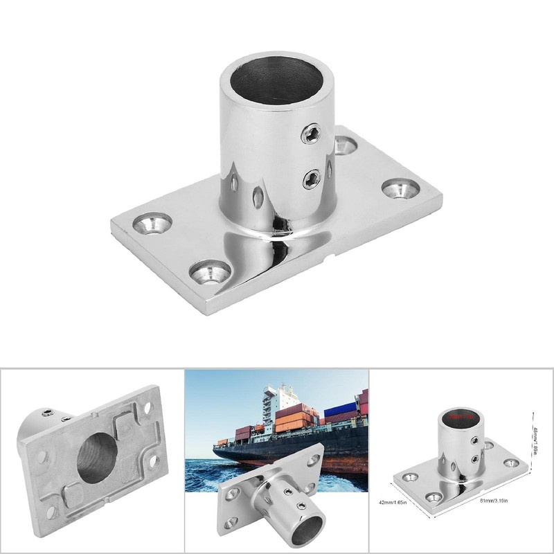 Boat Handrail Fitting Stainless Steel 316 90 Degrees Rectangular Marine