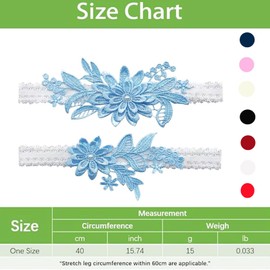 Garters for Bride, Wedding Garters for Bride Bridal Lace Garter Set Floral Leg Ring with Hand Sewn Faux Pearls (2pcs, Navy Blue)