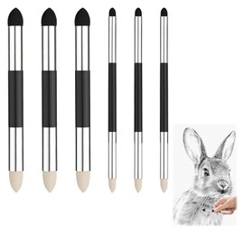 6 Pcs Blending Sponge Pen, 2 Size Double-Headed Pastel Blending Stump Pencil, Reusable Blending Stumps for Artists Drawing Brush Blender for School Student Beginners Highlight Shadow Detail