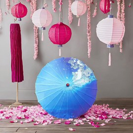 Bestage 33" Women's Chinese Japanese Handmade Silk Cloth Parasol Umbrella Decoration Art Dance Classical Umbrella for Wedding Parties Photography Costumes Cosplay