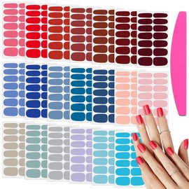 SILPECWEE 20 Sheets Nail Wraps for Women Solid Color Nail Polish Stickers Adhesive Nail Polish Strips for Women Gel Nail Strips Stick On Nails Fingernail Manicure Design with Nail File