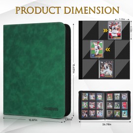 JoyHood Top Loader Binder, Holds 252 Top Loaders, 9 Slot Trading Cards Collection Binder with Sleeves, Top Loader Storage Holder for Sports Card, Dark Green
