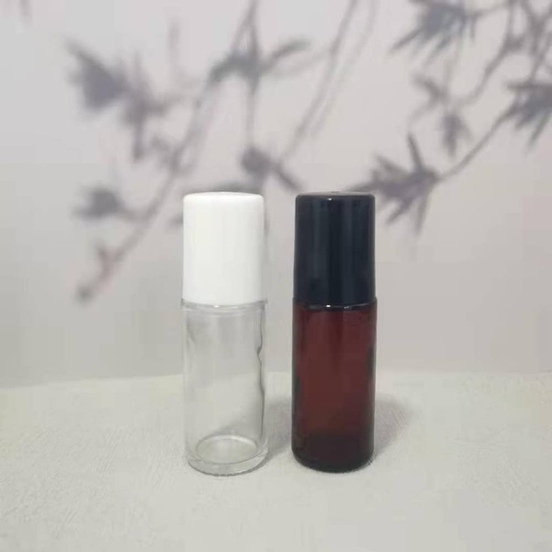 2 Pcs Brown 50ml Glass Essential Oil Roller Bottles Refillable