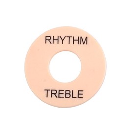 DIAO79NI Pro Self Adhesive LP Guitar Toggle Switch Plate Washer Pickup Switch Rhythm Treble Ring for USA Les Paul Style Electric Guitar, Vintage Cream with Black Words (Set of 2)