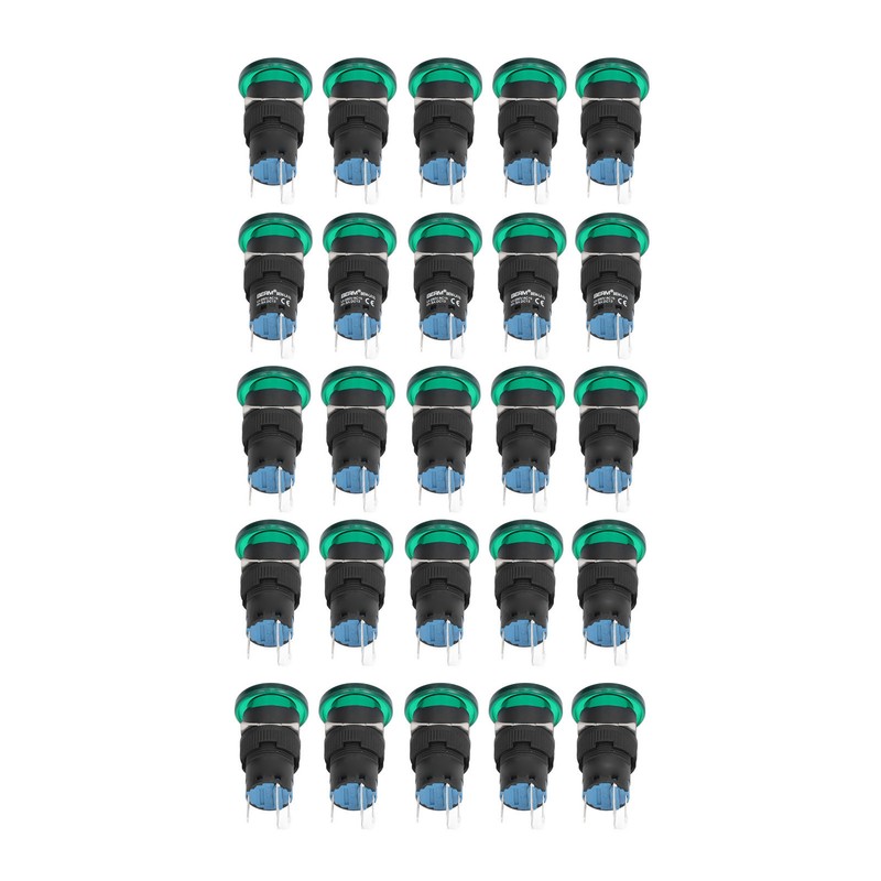 25Pcs/Set Green Mushroom Head Switch IP65 Plastic Mini Button Switches