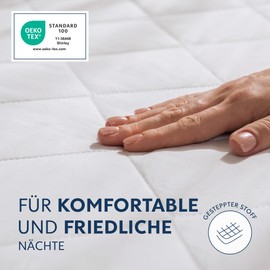 Dreamzie Quilted Mattress Protector 135 x 200 cm - Mattress Topper up to 40 cm Height with Elastic Band - Mattress Protector 135 x 200 cm - Oeko-Tex and Breathable - Not Waterproof