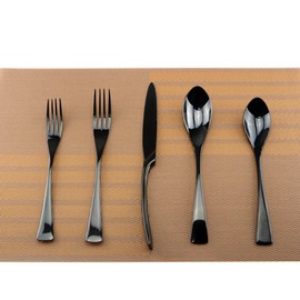 Uniturcky Mirror Polishing Black 18/10 Stainless Steel, 20-Piece Flatware Silverware Set Service for 4 Stainless Steel Cutlery Include Knife Fork Spoon Dishwasher Safe