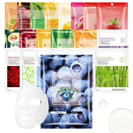 22 Pack Sheet Face Mask Set,Moisturizing Long Lasting Facial Sheet Masks Combo,Hydrating Face Masks for All Skin Types