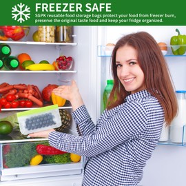 Songio packing 4 Size 24 Pack Freezer Bags Sets Dishwasher Safe, Leakproof Reusable PEVA Food Storage Bags for Sandwich, Snack Bag for Salad Fruit Meats Travel, Thick Lunch Bag