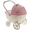 Christening Gift Silver Plated Pink Enamelled Pram Money Box