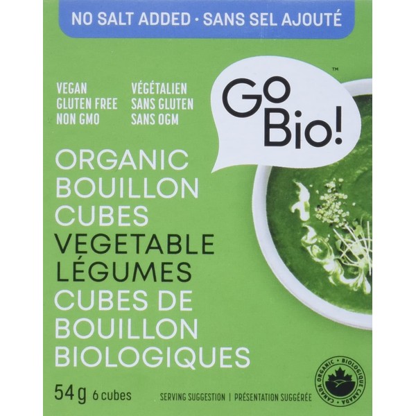 GoBIO! Organic Vegetable Cubes - No Salt Added, 54 Grams