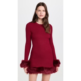 Show Me Your Mumu Women's Fran Dress, Cranberry Rib with Faux Fur