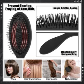 3Pcs Wig Brush for Synthetic Hair with 4Pcs Wig Cap and Wide Tooth Hair Comb No More Hair Pulling