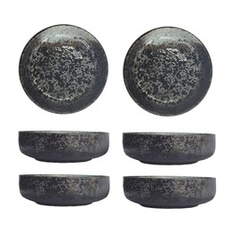 3.5 Inch Japanese Style Classic Porcelain Side Dish Bowl Seasoning Dishes Soy Dipping Sauce Dishes-Set of 6-Black