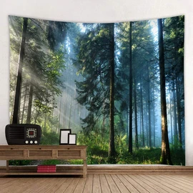 Tapiz de bosque para decoración del hogar, decoración del hogar, sala de estar, recámara, tapiz mágico, cortina de tapiz (bosque matutino, 90.5 pulgadas de largo x 70.8 pulgadas de ancho) XGXL