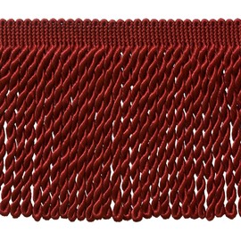 6" (15cm) Basic Solid Collection Traditional Satiny Bullion Fringe Trim (Style# BFS6), Cherry Red #E13 (Dark Crimson Red) Sold by The Yard (36"/3 ft/0.9m)