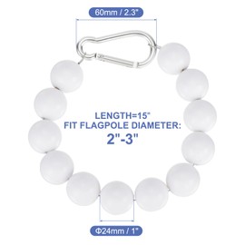 PATIKIL 2 Pcs Flag Pole Beaded Retainer Ring, FlagPole Weights for Bottom Retainer Rings to Keep Flag Close to Pole, with Stainless Steel Cable, for Internal External, White