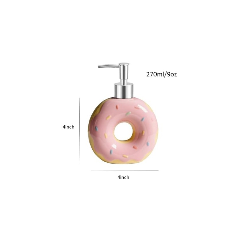 123Arts Doughnut Soap Dispenser Lotion Bottle Ceramic Liquid Dispenser for