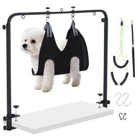 Dog Grooming Table Arm for Home Use, Pet Grooming Hammock & Nooses Included