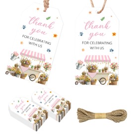 Wildflower Farmers Market Party Decoration 50pcs Thank You for Celebrating with Us Paper Gift Tags Farmer Market Flowers Thank You Cards Floral Locally Grown Bridal Shower Birthday Party Supplies