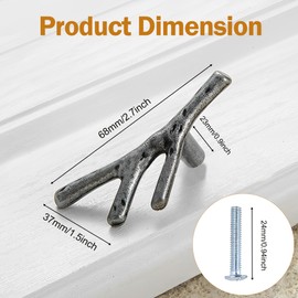 Silver Branch Cabinet Handle 2 Pieces Furniture Handles in Fashion Tree Branch Style, Cabinet Handle Tree Branch Design for Doors, Vintage Kitchen, Drawers & Dressers with Metal Resin Accent