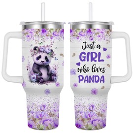 Jiaazerd Panda Tumbler for Panda Lover,40 oz Panda Insulated Water Bottle with Handle Straw Covers Cup with Lid (Color 2)