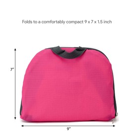 FOLDABLE BACKPACK, Pink, Folded 9”x7”x1.5” /Unfolded 17”x12.5”, Foldable