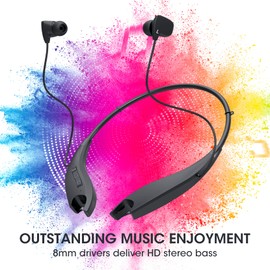 YOSDOM Neckband Bluetooth Headphones, Around The Neck Headphones 24H+ Playtime, Bluetooth Headsets with Call Vibration, Shark Jaw Design Wireless Earbuds+Noise Isolation/Mic/IPX7 Waterproof, 2 Pack