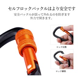 MUNKEES D-Shaped Carabiner with Lock, Keychain, Backpack Buckle, 2 Pieces Small, navy