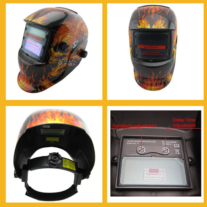 Solar Charging Automatic Dimming Welding Facemask Head-mounted Large View LCD