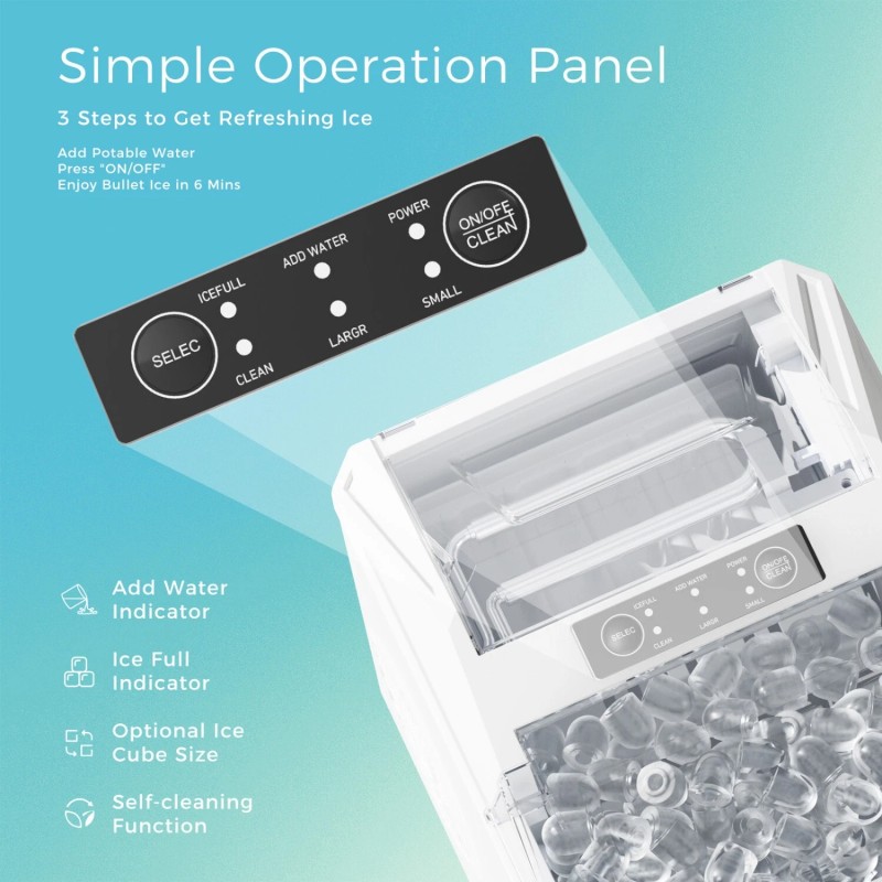 NEWBULIG Portable Countertop Ice Machine,Self-C - White