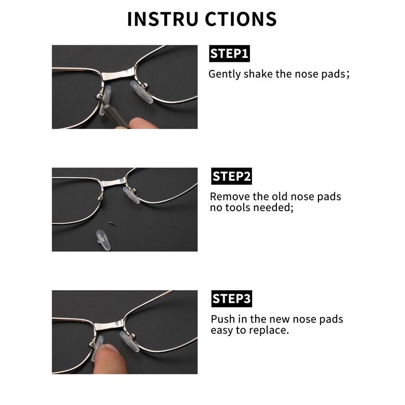 Combine8 Eyeglass Nose Pads, 6 Pairs Clear Soft Silicone Anti-Slip