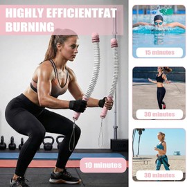 Ropeless Battle Ropes with Wristband, Adjustable Workout Equipment for Home Gym,Cordless Battle Ropes for Full-Body Training,HIIT,Cardio & Muscle Training for Women & Fitness Enthusiasts (Pink)