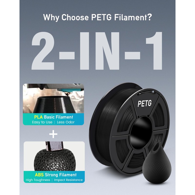 SUNLU Large Spool 5KG PETG Filament, 3D Printer Filament PETG