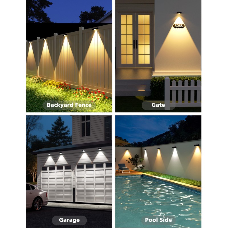 VOLISUN Solar Fence Lights, Fence Lights Solar Powered, IP65 Waterproof