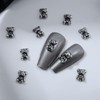 Valentine’s Day Nail Charms 3D Silver Bear Heart Nail Art