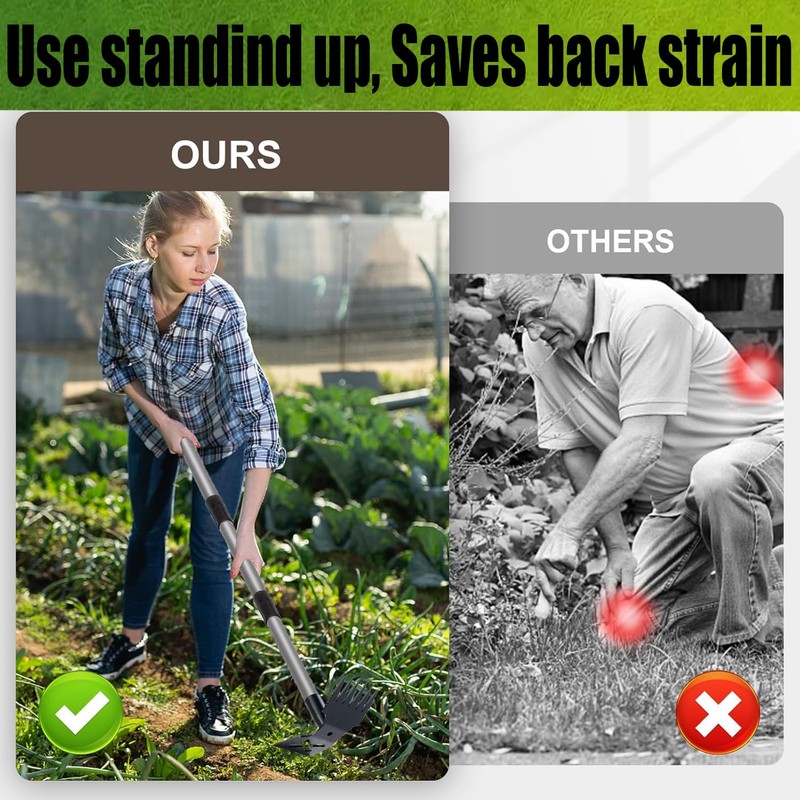 Weed Puller Tool with Long Handle, 60'' Weed Remover Weeding