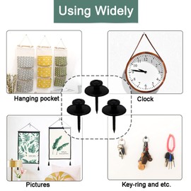 30 PCS Push Pins Picture Hangers Wall Hooks, Double Headed Thumb Tacks for Wall Hangings, Renter Friendly Decor Small Picture Frame Hangers for Drywall Cork Board Home Office Photo Decorations(Black)