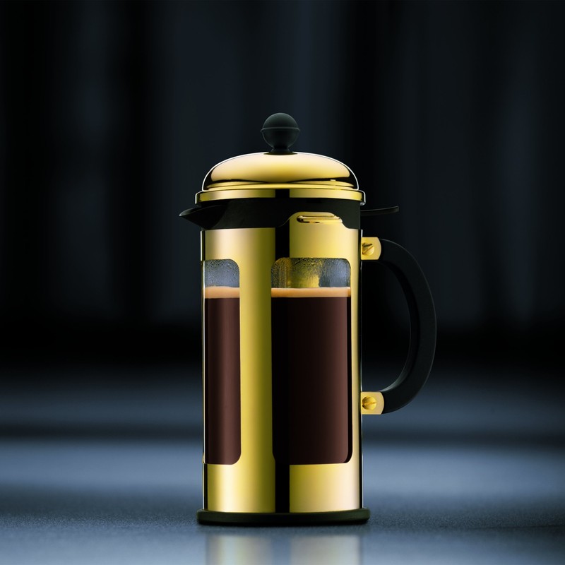 Bodum New Chambord Kaffeebereiter 8 Tassen, Chrom, Gold, 1 Litre