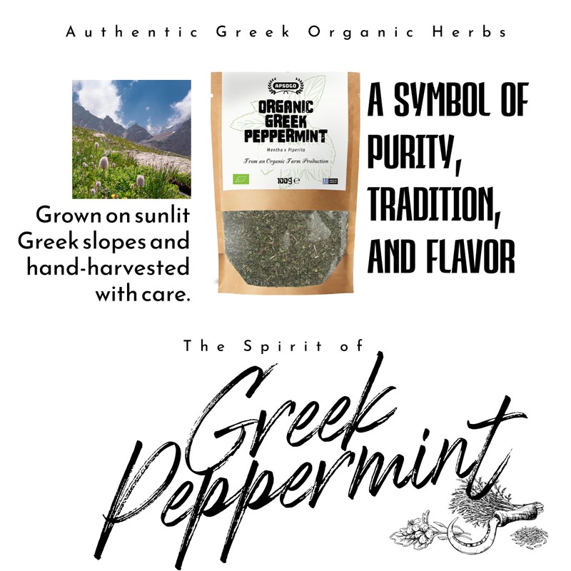APSOGO Organic Peppermint Tea from Greece - Whole Loose Peppermint