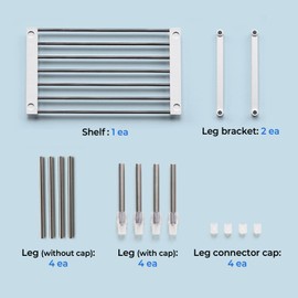 carrotez carrotez Expandable Cabinet Organizer, Set of 1 Width & Height-Adjustable Kitchen Cabinet Organizer Shelf, Stackable Kitchen Counter Shelf, 11.8~19.6 x 7.8 x 5.9~9" White