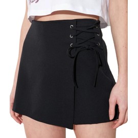 Trendyol Fashion Skorts for Women Casual Summer, Trendy Casual Mini Skirt Shorts Outfit (Wrap Black, Medium)
